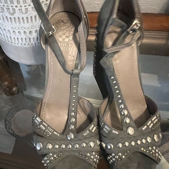 BRAND NEW SUEDE WEDGES WITH SILVER STUDS - Picture 8 of 9